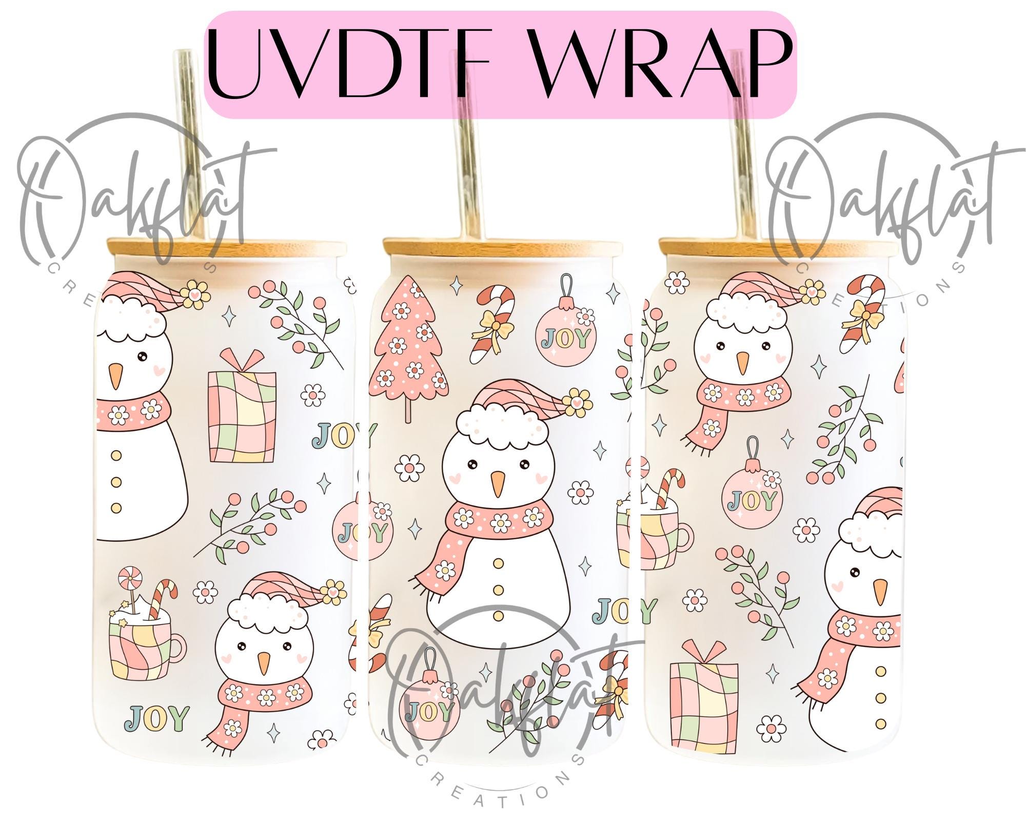 Retro Christmas UVDTF 16oz wrap