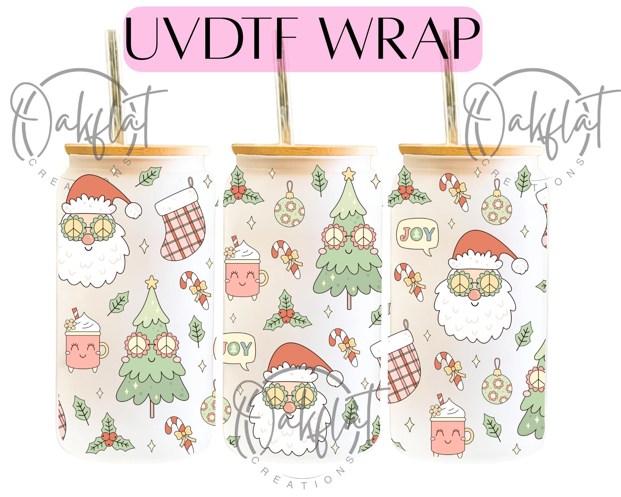 Groovy Christmas UVDTF 16oz wrap