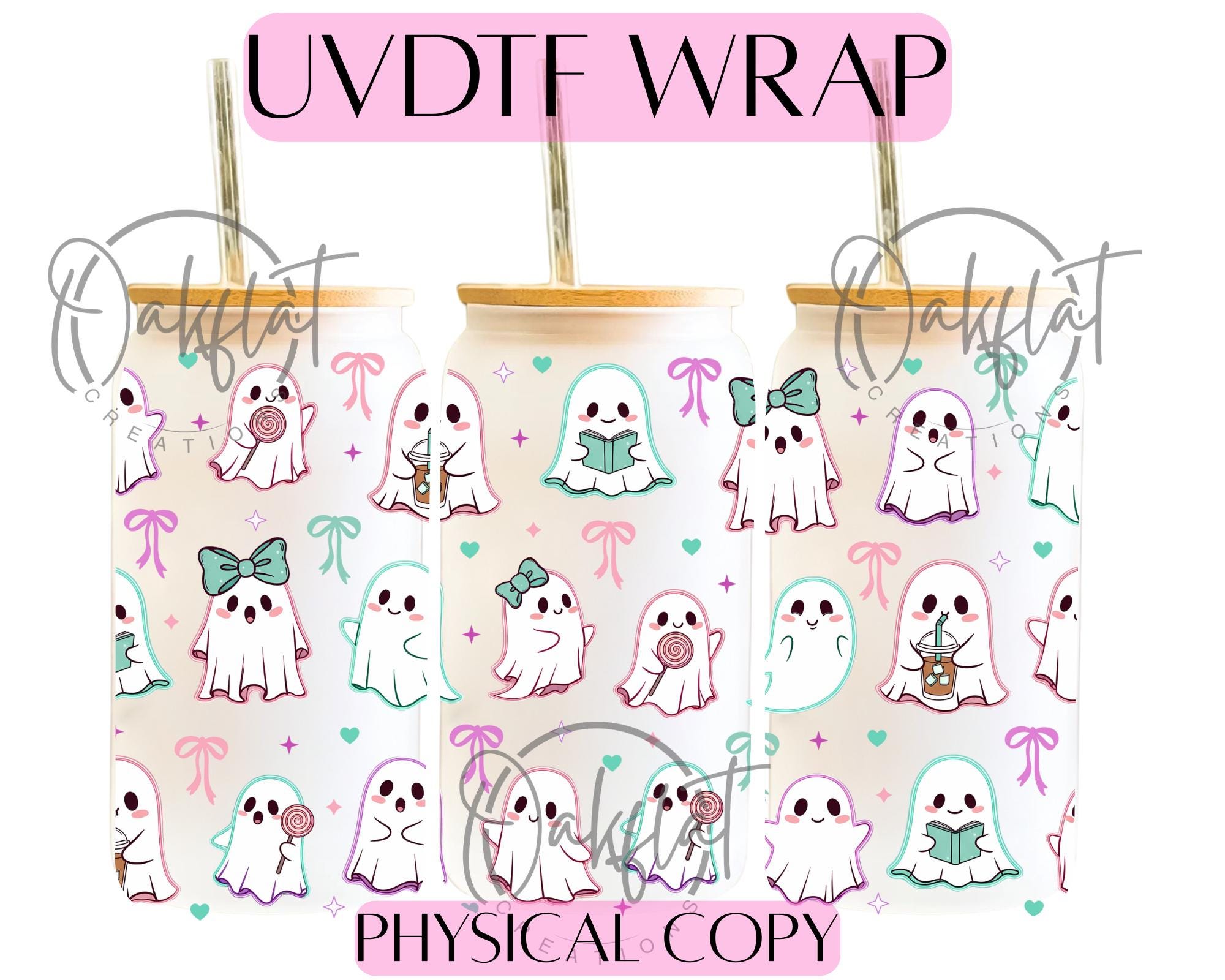 Ghosts with Books and Coffee UVDTF 16oz Wrap