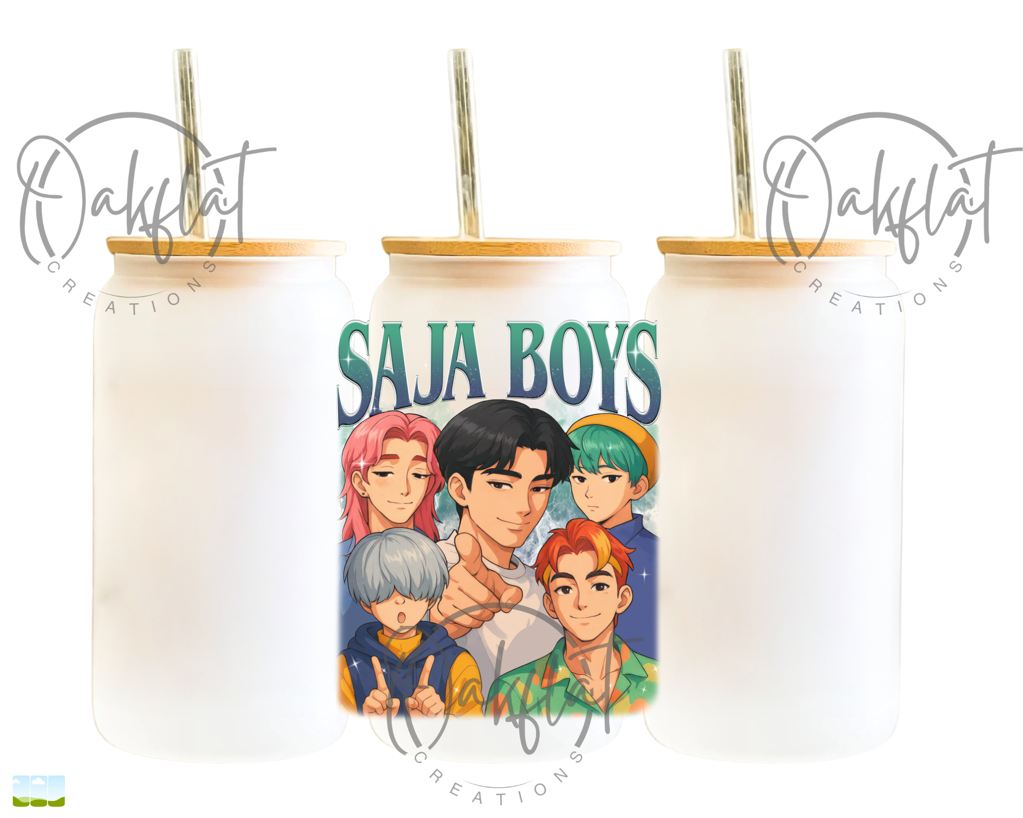 Saja Boys with Teal Lettering UVDTF Decals