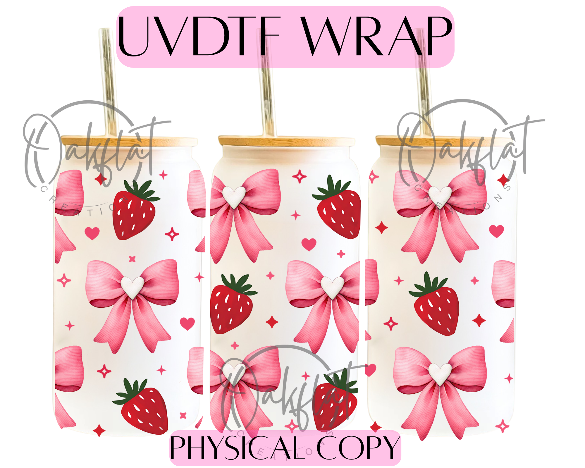 Strawberries & Bows UVDTF 16oz wrap