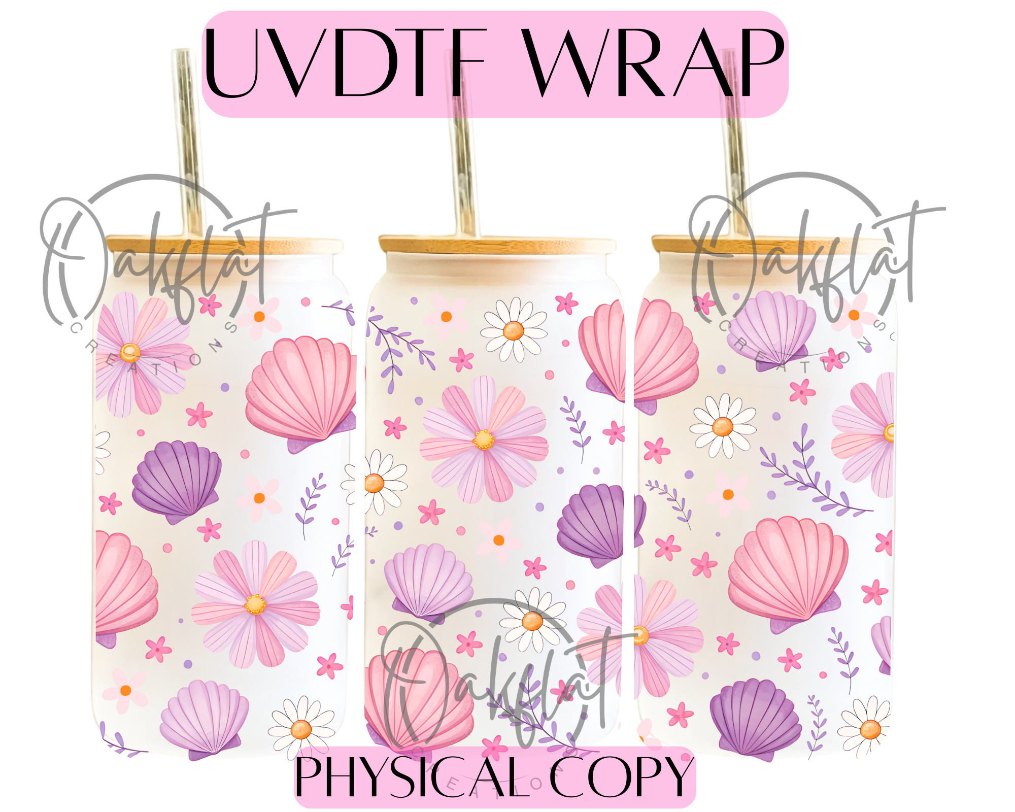 Purple & Pink Seashells UVDTF 16oz wrap