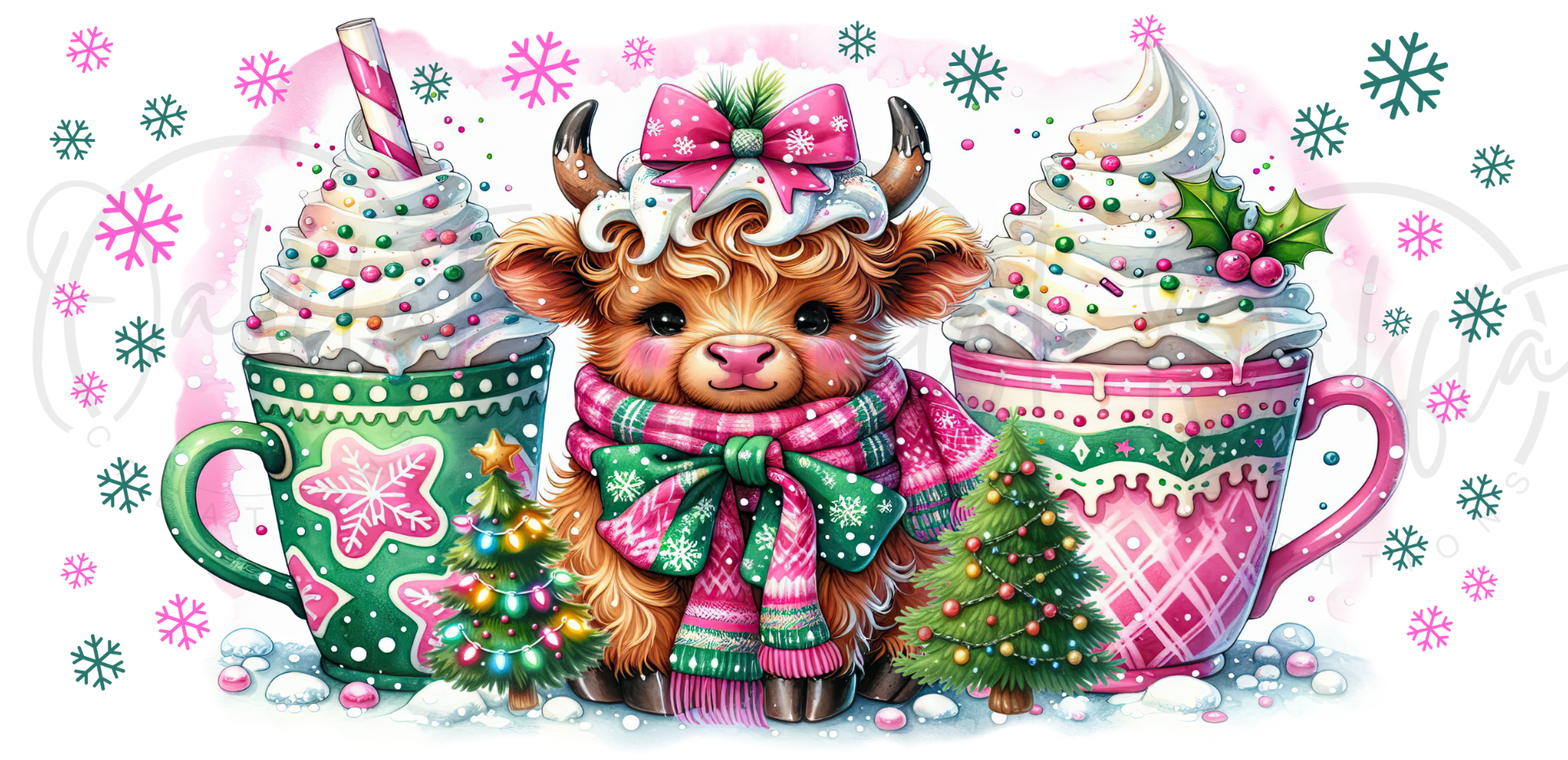 Pink Cow UVDTF 16oz wrap