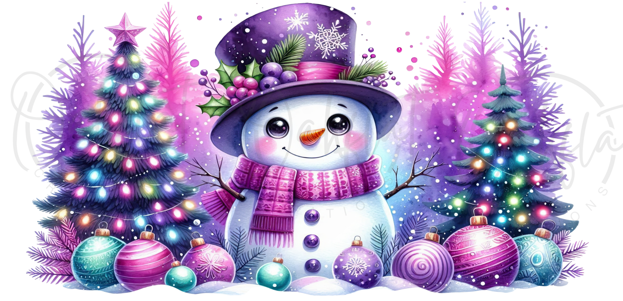 Purple Snowman UVDTF 16oz wrap